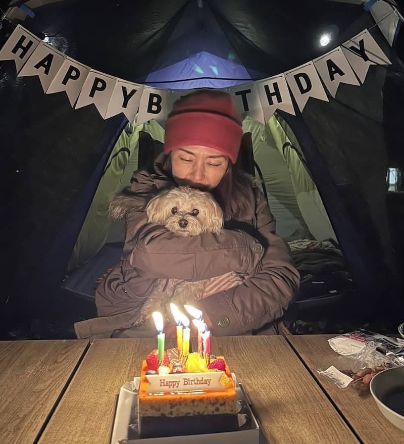 Birthday party camping in the forest