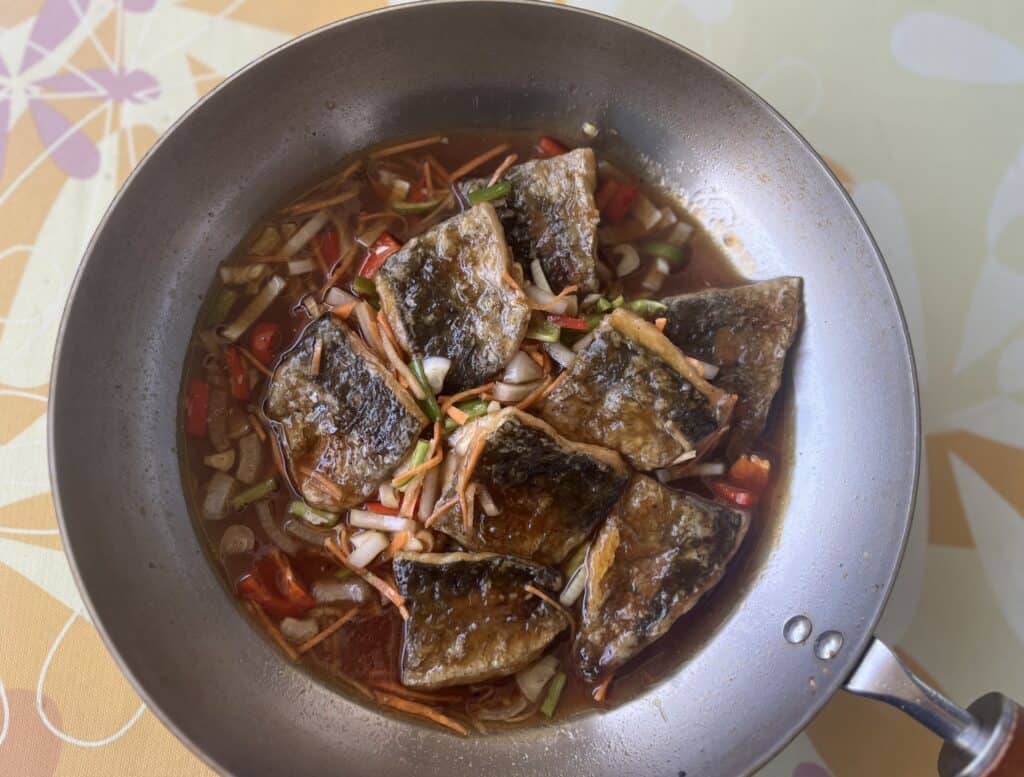 フライパンで作った鯵の南蛮漬け