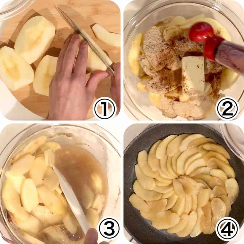 りんごガレットの作り方工程その1の４カット画像