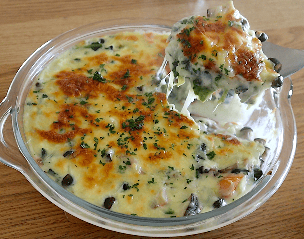 出来上がりのグルテンフリーグラタン