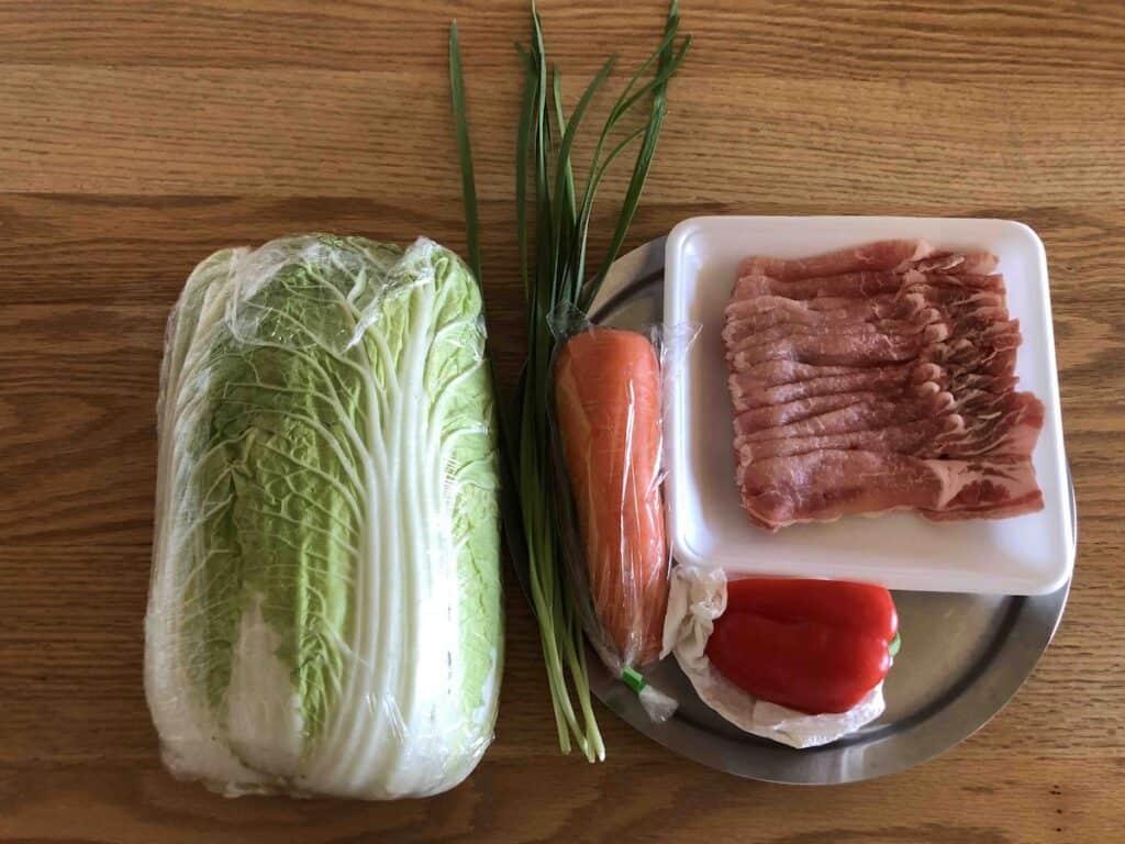 白菜ロールの材料５点